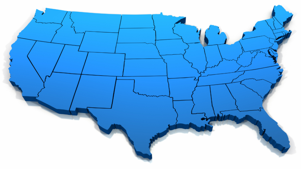 USA map in blue on white background